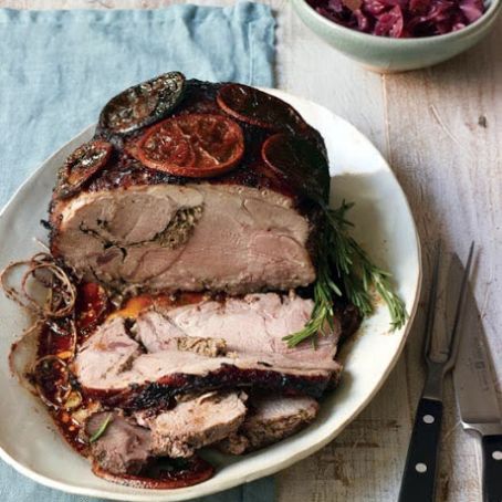 Slow-Roasted Pork with Glazed Orange Slices